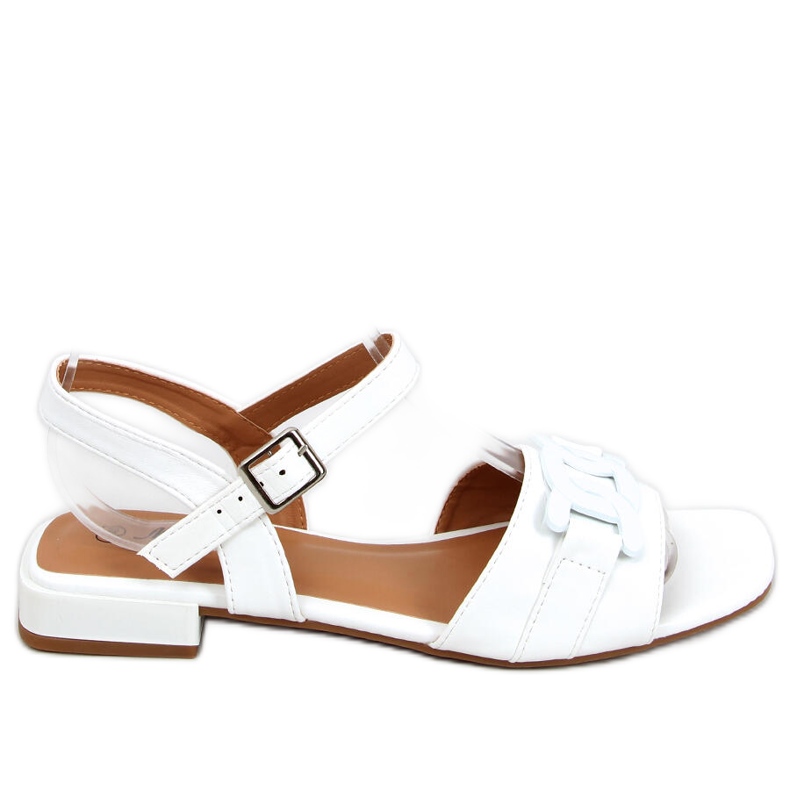 Iona White low-heeled sandals
