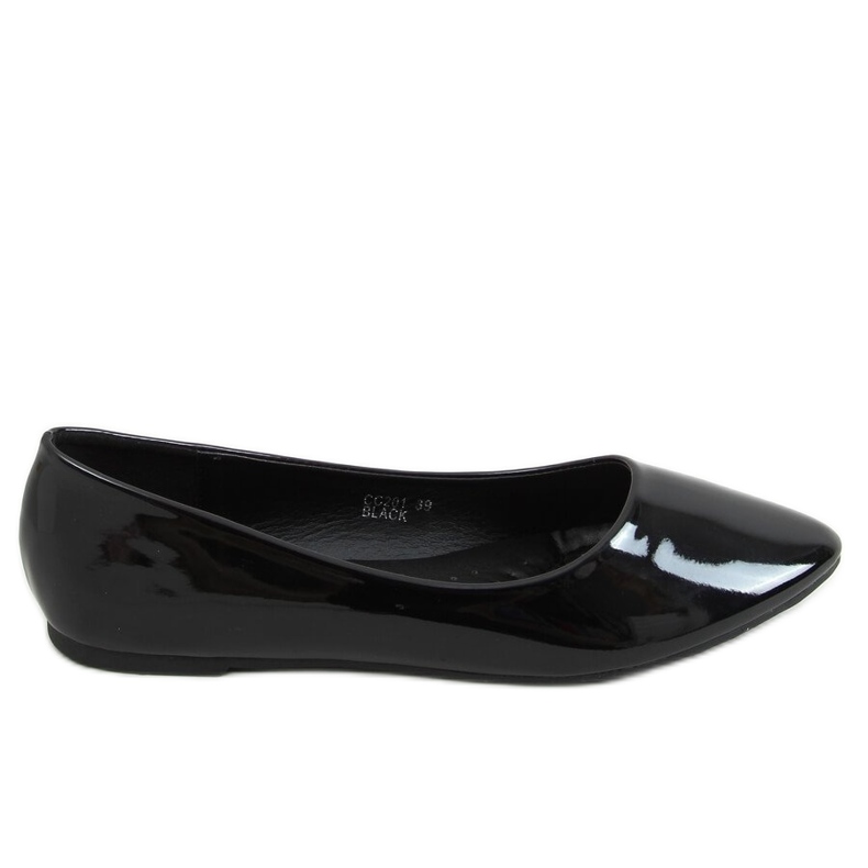 Smooth lacquered ballerinas black CC201 Black II Quality