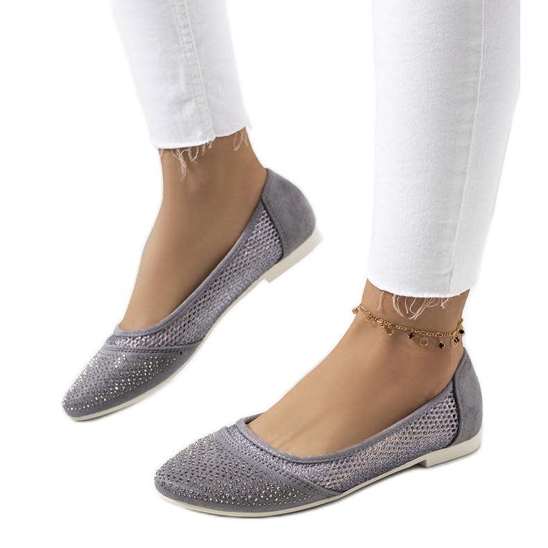 Gray ballerinas with cubic zirconia Holst silver grey