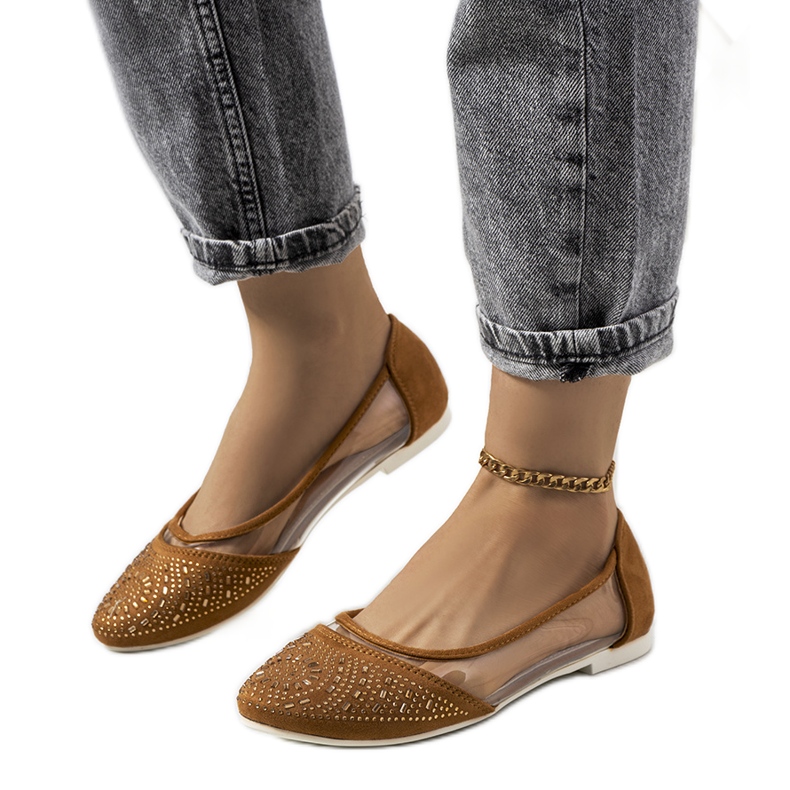 Brown semi-transparent Malene ballerinas