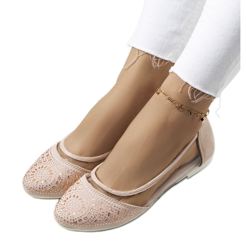 Beige semi-transparent Malene ballerinas