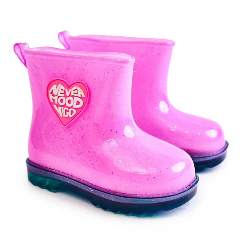 Children's Brocade Rain Boots Fuchsia pink