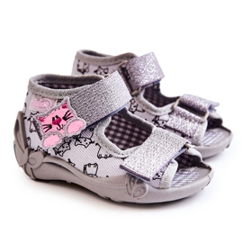 BEFADO S.A. Sandals Slippers Befado Velcro Cats 242P102 Gray