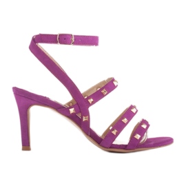 Marco Shoes Suede sandals with decorative studs violet pink