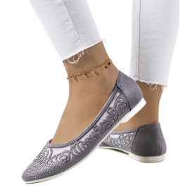 Gray ballerinas with openwork Astrid ornaments grey