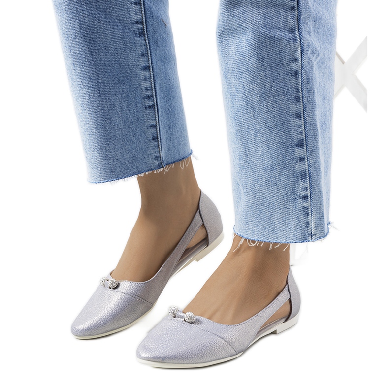 Raglan semi-transparent silver ballerinas