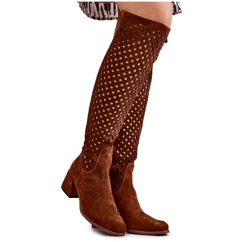 PA2 Generous Brown Openwork Suede Boots