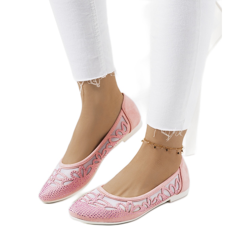 Pink ballerinas with openwork Charla decorations