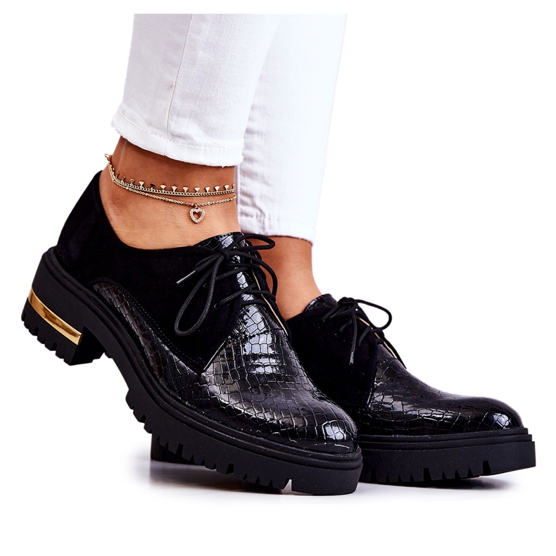 PA2 Women's Leather Shoes Tied Black Merevin