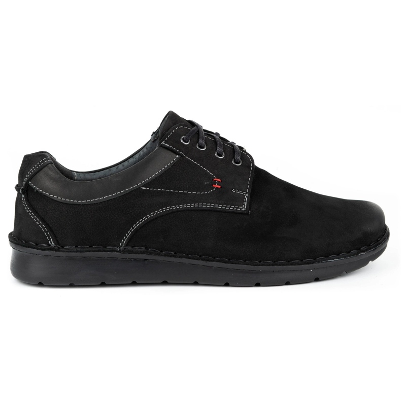 Kampol Men's casual leather shoes 13/3 black nubuck