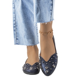 Navy blue ballerinas with a Silke cut