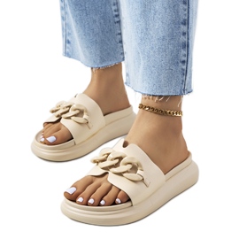 BM Beige slippers with Levy chain BM Beige slippers with Levy chain
