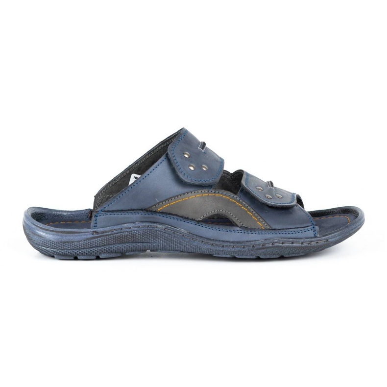 Olivier Men's leather slippers 335GT navy blue