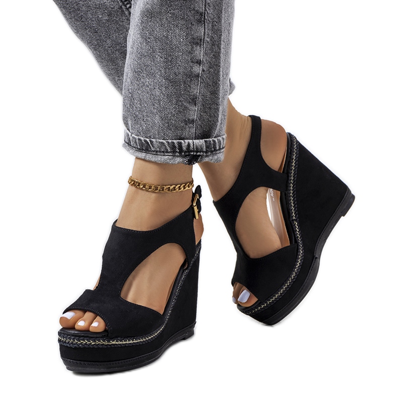 Black Zerner wedge sandals