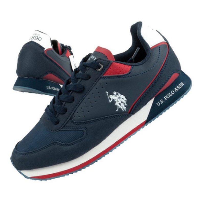 US Polo ASSN trainers. M NOBIL003A-DBL-RED05 white navy blue