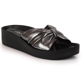 Leather slippers on the wedge T.Sokolski W SCA162B silver Leather slippers on the wedge T.Sokolski W SCA162B silver