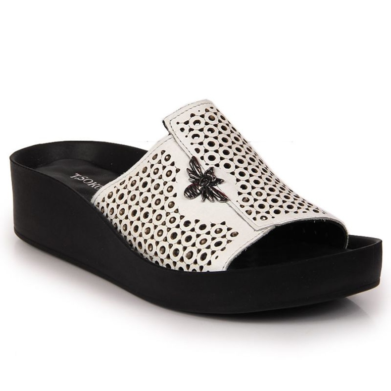 Leather openwork T.Sokolski W SCA163 white slippers