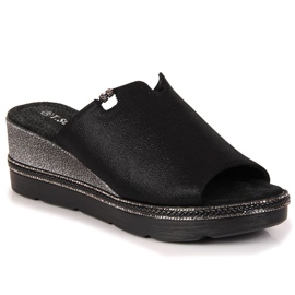 T.Sokolski W SCA167A black wedge slippers
