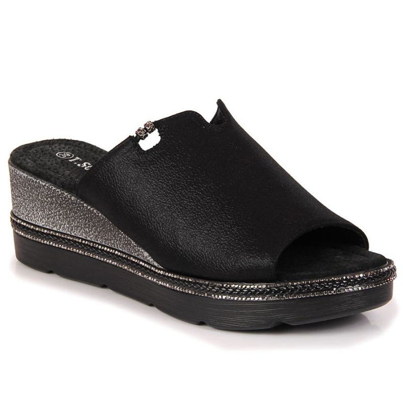 T.Sokolski W SCA167A black wedge slippers