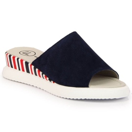 Leather slippers on the wedge Filippo W PAW359 navy blue