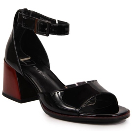 Leather sandals on the post, varnished Filippo W PAW351 black