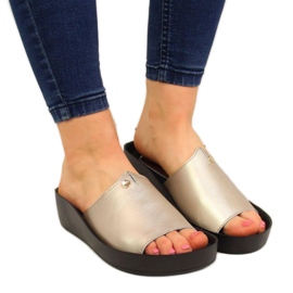 Leather platform slippers Filippo W PAW199B golden