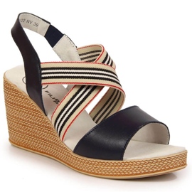 Leather sandals on the wedge Filippo W PAW361 navy blue Leather sandals on the wedge Filippo W PAW361 navy blue