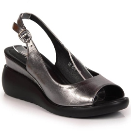 Sergio Leone W SK368B wedge sandals silver