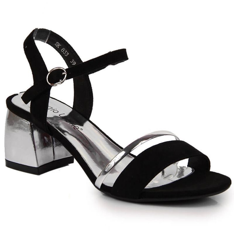 Sandals on the post of Sergio Leone W SK372A black and silver