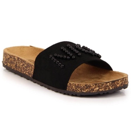 Slippers with pearls eVento W EVE356A black Slippers with pearls eVento W EVE356A black