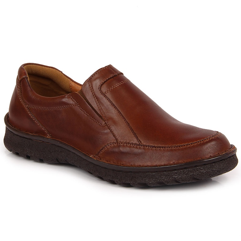 Brown leather men's shoes Łukbut 946