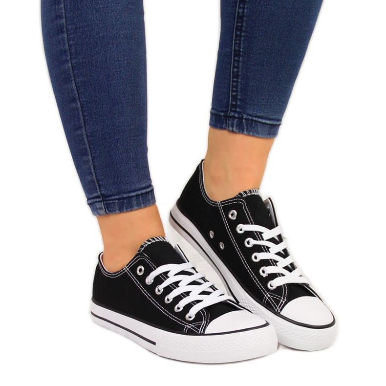 Atletico black textile low sneakers