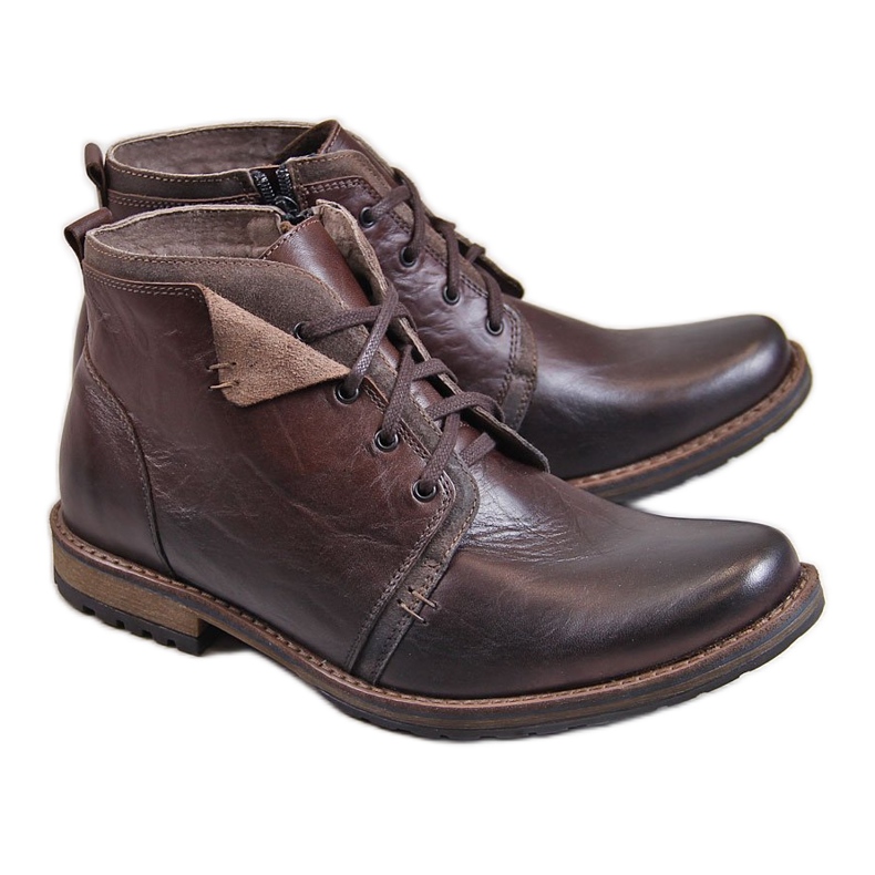 Men's brown leather warm boots Gregor