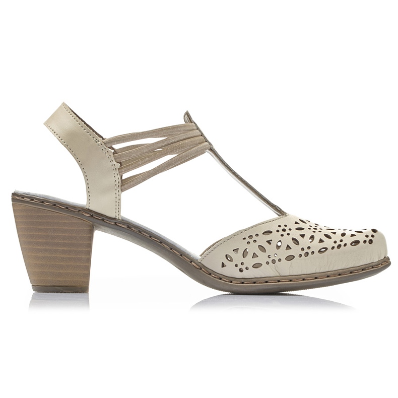 Leather women's sandals, beige Rieker 40969-80 Leather women's sandals, beige Rieker 40969-80