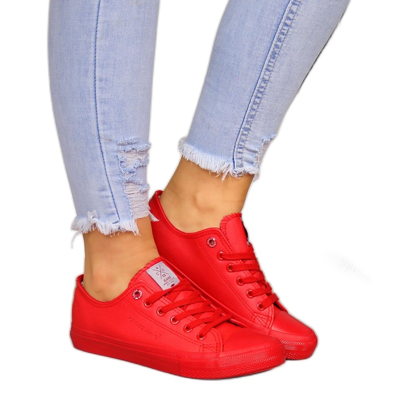 Low-top eco leather red sneakers Cross Jeans DD2R4032