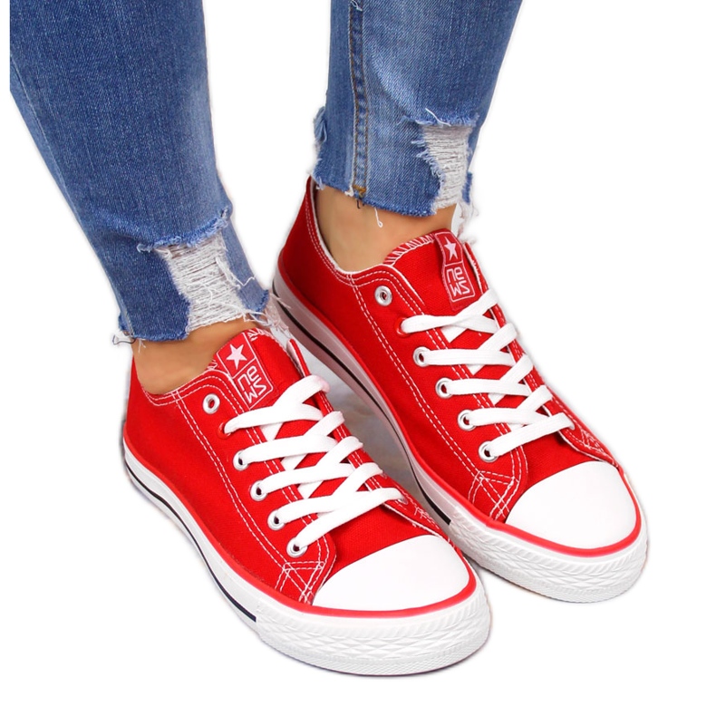 Red textile low sneakers NEWS