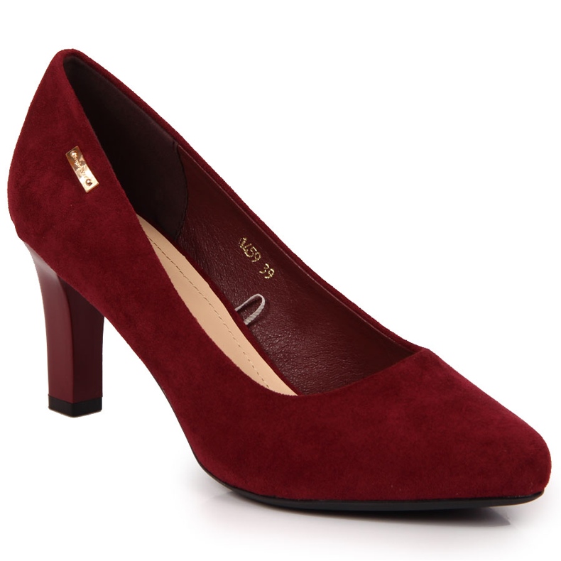 Sergio Leone burgundy suede pumps red
