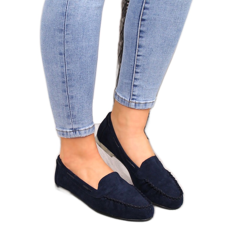 Women's suede navy blue loafers Sergio Leone