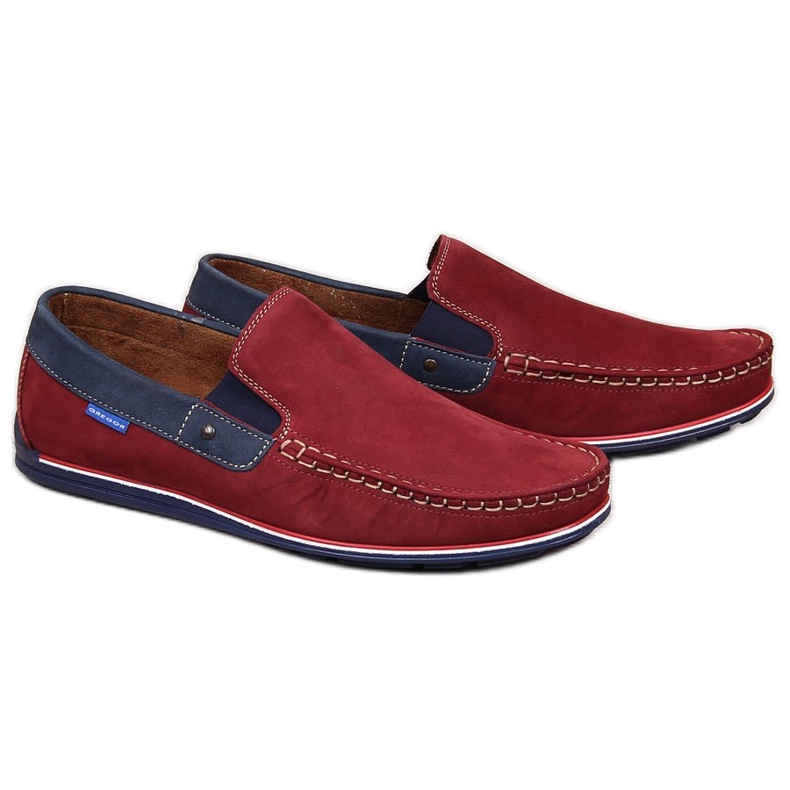 Men's leather loafers burgundy Gregor red