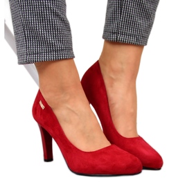 Pumps on a red Sergio Leone suede pillar Pumps on a red Sergio Leone suede pillar