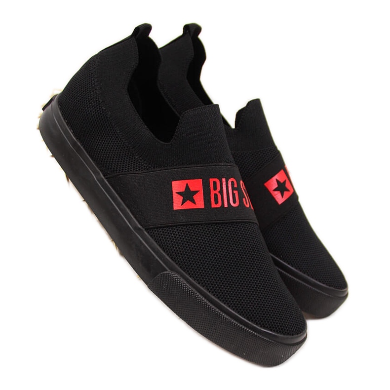 Black Big Star FF274221 women's slip on black sneakers