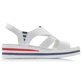 Women's white sandals on a wedge Rieker V02Y5