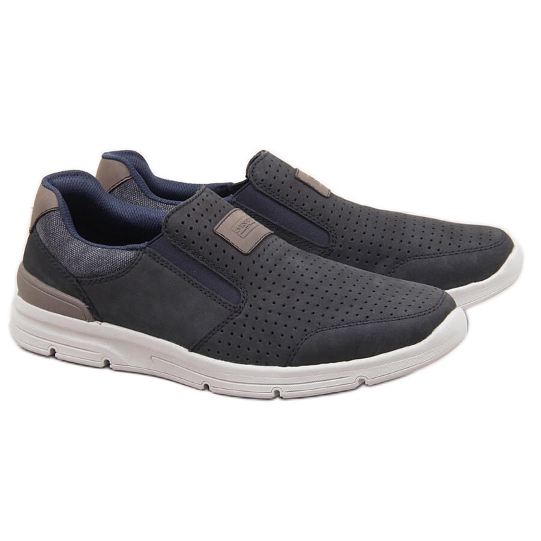 Men's openwork leather shoes, navy blue Rieker 16455