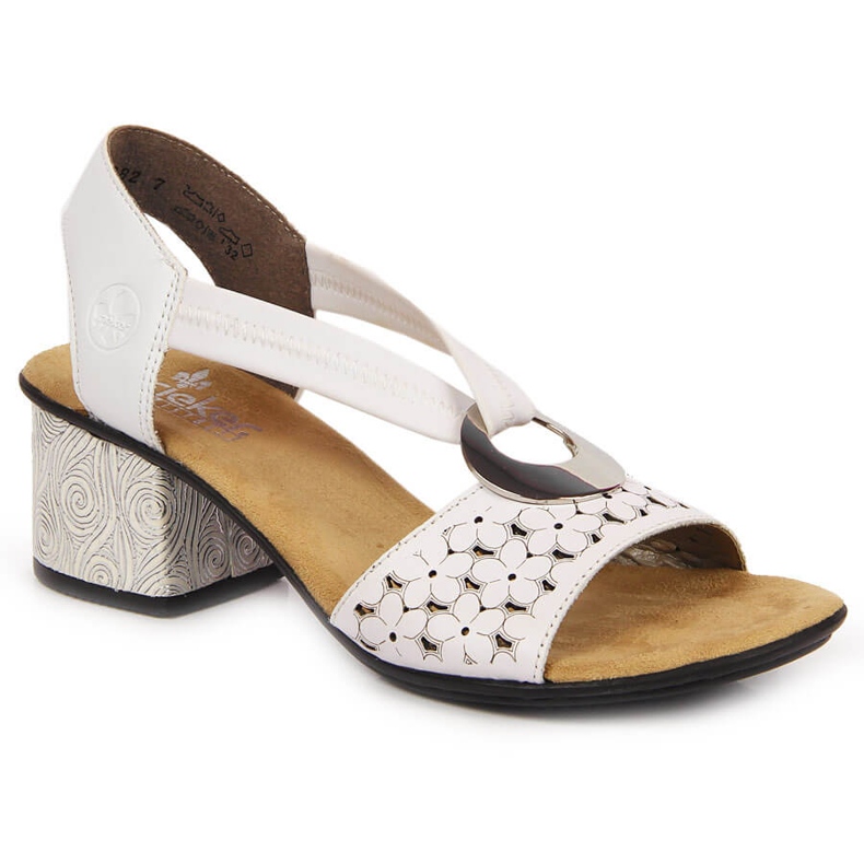 Leather women's sandals with rubber white Rieker 64677