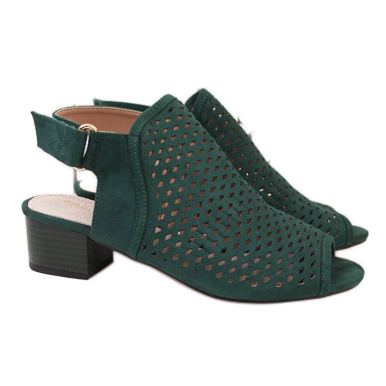 Green Sabatina openwork green women's sandals