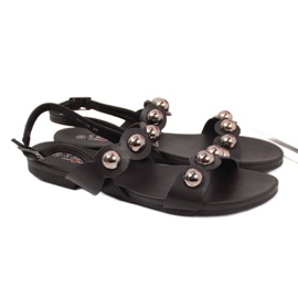 S.Barski Black women's sandals with rivets by S. Barski