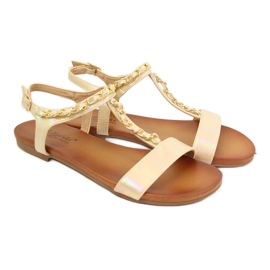 S.Barski Women's sandals with a chain holo beige S. Barski