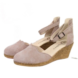 Leather women's sandals on a wedge, dirty pink Filippo