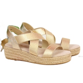 Women's sandals espadrilles on the golden Big Star HH274414 platform