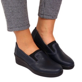Comfortable women's leather shoes, navy blue Helios 349 Comfortable women's leather shoes, navy blue Helios 349